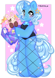 Size: 2844x4000 | Tagged: safe, artist:bunxl, character:trixie, species:anthro, species:pony, species:rabbit, species:unguligrade anthro, species:unicorn, arm hooves, cape, clothing, cute, diatrixes, female, hat, leotard, mare, simple background, smiling, transparent background, trixie's cape, trixie's hat