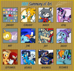 Size: 900x872 | Tagged: safe, artist:fuzon-s, character:applejack, character:rainbow dash, character:soarin', character:sonic the hedgehog, character:trixie, character:twilight sparkle, oc, 3d, crossover, furry oc, hope poster, knuckles the echidna, miles "tails" prower, sonic channel, sonic the hedgehog (series)