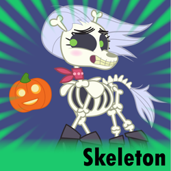 Size: 4096x4096 | Tagged: safe, artist:amarthgul, derpibooru original, character:skellinore, derpibooru, episode:the break up break down, absurd resolution, bone, halloween, holiday, jack-o-lantern, meta, pumpkin, skeleton, skeleton pony, solo, spoilered image joke