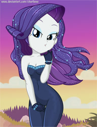 Size: 489x637 | Tagged: safe, artist:charliexe, character:rarity, episode:the other side, g4, my little pony: equestria girls, my little pony:equestria girls, bare shoulders, beautiful, beautisexy, bedroom eyes, blowing a kiss, breasts, cleavage, clothing, fabulous, female, gloves, lidded eyes, looking at you, misleading thumbnail, sexy, sleeveless, solo, strapless, stupid sexy rarity, underass, unitard