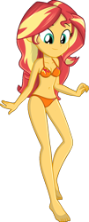 Size: 532x1313 | Tagged: safe, artist:charliexe, edit, editor:marcuvan0, character:sunset shimmer, my little pony:equestria girls, belly button, bikini, breasts, clothing, female, simple background, solo, swimsuit, transparent background