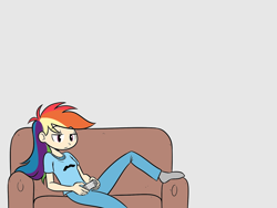 Size: 800x600 | Tagged: safe, artist:allosaurus, artist:megasweet, character:rainbow dash, canter girls, couch, female, humanized, solo, video game