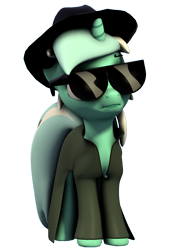 Size: 1512x2120 | Tagged: safe, artist:goatcanon, character:lyra heartstrings, species:pony, comic:lyra's story, 3d, clothing, comic, disguise, female, hat, simple background, sneak peek, solo, source filmmaker, sunglasses, transparent background, trenchcoat