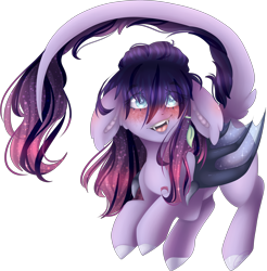 Size: 3134x3183 | Tagged: safe, artist:mauuwde, oc, oc only, oc:evening eclipse, species:bat pony, species:pony, bat pony oc, female, mare, raised tail, simple background, solo, tail, transparent background