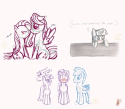 Size: 2390x2081 | Tagged: safe, artist:nolycs, character:fluttershy, character:rainbow dash, character:twilight sparkle, oc:dusk shine, blushing, boop, butterscotch, dusktwi, embarrassed, eyes closed, fanfic, female, floppy ears, flutterscotch, frown, lonely, male, nose wrinkle, noseboop, nuzzling, open mouth, pomf, ponidox, rainbow blitz, rule 63, self ponidox, selfcest, shipping, sketch, smiling, straight, unamused, wide eyes, wingboner