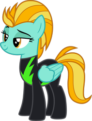 Size: 3421x4496 | Tagged: safe, artist:hendro107, character:lightning dust, species:pegasus, species:pony, episode:the washouts, g4, my little pony: friendship is magic, .svg available, absurd resolution, clothing, female, raised eyebrow, simple background, smiling, smirk, solo, transparent background, uniform, vector, washouts uniform