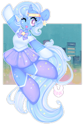 Size: 3400x5000 | Tagged: safe, artist:bunxl, character:trixie, species:pony, species:unicorn, anatomically incorrect, clothing, cute, diatrixes, female, incorrect leg anatomy, mare, sailor moon, smiling, solo