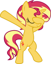 Size: 3000x3778 | Tagged: safe, artist:wissle, character:sunset shimmer, species:pony, species:unicorn, bipedal, covering eyes, covering face, cute, dab, eyes closed, facehoof, female, high res, mare, shimmerbetes, simple background, smiling, solo, transparent background, vector