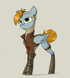 Size: 952x1061 | Tagged: safe, artist:sinrar, oc, oc:comet trail, species:pegasus, species:pony, boots, clothing, folded wings, shoes, simple background, solo, wings