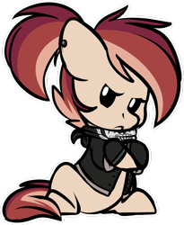 Size: 1024x1246 | Tagged: safe, artist:kellythedrawinguni, oc, species:earth pony, species:pony, chibi, clothing, female, jacket, mare, simple background, solo, transparent background