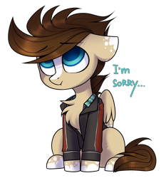 Size: 1415x1567 | Tagged: safe, artist:starlyfly, oc, oc:skittle, species:pegasus, species:pony, clothing, floppy ears, jacket, male, solo
