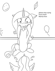 Size: 2550x3300 | Tagged: safe, artist:diaperednight, character:princess cadance, character:princess flurry heart, species:pony, crying, female, mother and daughter, silly face