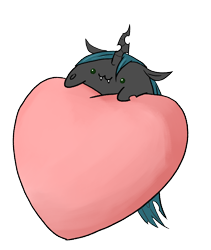 Size: 1080x1280 | Tagged: safe, artist:amarthgul, character:queen chrysalis, chubbie, bongo cat, female, heart, plushie, simple background, transparent background