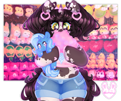Size: 3304x2766 | Tagged: safe, artist:bunxl, character:trixie, oc, species:pony, species:unicorn, cotton candy, duo, female, mare, simple background, transparent background