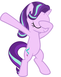 Size: 813x1024 | Tagged: safe, artist:uigsyvigvusy, artist:wissle, character:starlight glimmer, species:pony, species:unicorn, bipedal, covering eyes, cute, dab, eyes closed, facehoof, female, glimmerbetes, mare, simple background, smiling, solo, trace, transparent background, vector