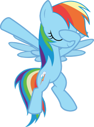 Size: 823x1120 | Tagged: safe, artist:uigsyvigvusy, artist:wissle, character:rainbow dash, species:pegasus, species:pony, bipedal, covering eyes, cute, dab, eyes closed, facehoof, female, mare, rainbow dab, simple background, smiling, solo, trace, transparent background, vector