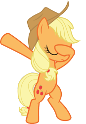 Size: 813x1168 | Tagged: safe, artist:uigsyvigvusy, artist:wissle, character:applejack, species:earth pony, species:pony, bipedal, covering eyes, cute, dab, eyes closed, facehoof, female, mare, simple background, smiling, solo, trace, transparent background, vector