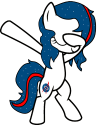 Size: 813x1024 | Tagged: safe, artist:uigsyvigvusy, artist:wissle, oc, oc:nasapone, species:earth pony, species:pony, bipedal, covering eyes, cute, dab, eyes closed, facehoof, female, mare, nasa, simple background, smiling, solo, transparent background, vector