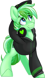 Size: 1024x1756 | Tagged: safe, artist:kellythedrawinguni, oc, species:earth pony, species:pony, clothing, headphones, hoodie, male, simple background, solo, stallion, transparent background