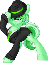 Size: 1024x1338 | Tagged: safe, artist:kellythedrawinguni, oc, species:earth pony, species:pony, clothing, hat, male, simple background, solo, stallion, suit, transparent background