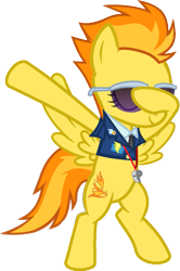Size: 733x1103 | Tagged: safe, artist:uigsyvigvusy, artist:wissle, character:spitfire, species:pegasus, species:pony, bipedal, clothing, covering eyes, cute, cutefire, dab, eyes closed, facehoof, female, mare, pose, simple background, smiling, solo, trace, transparent background, vector, whistle