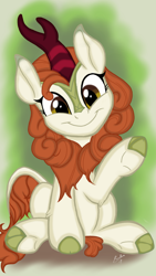 Size: 3072x5461 | Tagged: safe, artist:theroyalprincesses, character:autumn blaze, species:kirin, episode:sounds of silence, g4, my little pony: friendship is magic, absurd resolution, awwtumn blaze, cute, female, looking at you, sitting, smiling, solo