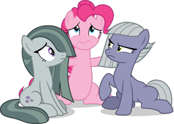 Size: 6823x4871 | Tagged: safe, artist:tomfraggle, character:limestone pie, character:marble pie, character:pinkie pie, species:pony, absurd resolution, female, mare, pie sisters, siblings, simple background, sisters, transparent background, vector