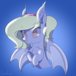 Size: 3000x3000 | Tagged: safe, artist:aurorafang, oc, oc only, oc:vision night, species:bat pony, species:pony, bat pony oc, ear fluff, female, ghost, ghost pony, mare, simple background, solo
