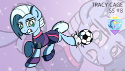 Size: 1920x1080 | Tagged: safe, artist:ashtoneer, oc, oc only, oc:tracy cage, species:earth pony, species:pony, /mlp/, 4chan cup, clothing, female, football, jersey, mare, solo, sports, text, wallpaper, zoom layer