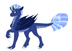 Size: 800x566 | Tagged: safe, artist:vindhov, oc, oc only, parent:princess ember, parent:tempest shadow, species:dracony, colored claws, colored hooves, crack ship offspring, hybrid, magical lesbian spawn, offspring, parents:tember, raised claw, simple background, solo, transparent background, wings