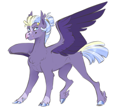Size: 2736x2362 | Tagged: safe, artist:vindhov, oc, oc only, parent:silverstream, parent:star tracker, species:hippogriff, blaze (coat marking), colored hooves, commission, crack ship offspring, dewclaw, feathered fetlocks, hair bun, hybrid, interspecies offspring, offspring, realistic horse legs, simple background, socks (coat marking), solo, spread wings, transparent background, wings