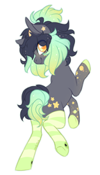 Size: 712x1240 | Tagged: safe, artist:shady-bush, oc, oc:peridot, species:earth pony, species:pony, clothing, cute, female, freckles, looking at you, mare, ocbetes, saturn, simple background, socks, stars, striped socks, transparent background
