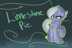 Size: 3000x2000 | Tagged: safe, artist:lynchristina, character:limestone pie, species:earth pony, species:pony, cute, female, gradient background, limabetes, mare, raised leg, signature, smiling, solo, when she smiles