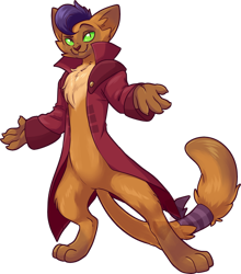 Size: 1280x1455 | Tagged: safe, artist:fizzy-dog, character:capper dapperpaws, species:abyssinian, species:anthro, my little pony: the movie (2017), cheek fluff, clothing, coat, ear fluff, male, paws, simple background, solo, transparent background