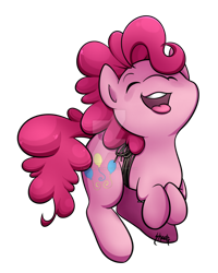 Size: 1024x1283 | Tagged: safe, artist:midnightpremiere, character:pinkie pie, species:earth pony, species:pony, cute, deviantart watermark, diapinkes, eyes closed, female, mare, obtrusive watermark, open mouth, simple background, solo, string, tongue out, transparent background, watermark