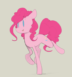 Size: 750x801 | Tagged: safe, artist:sinrar, character:pinkie pie, species:earth pony, species:pony, colored sketch, cute, female, simple background, sketch, solo