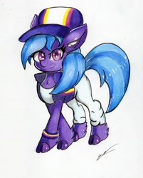Size: 2046x2540 | Tagged: safe, artist:luxiwind, character:azure velour, species:pony, clothing, solo, traditional art