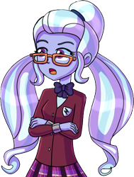 Size: 476x628 | Tagged: safe, artist:edowaado, edit, character:sugarcoat, my little pony:equestria girls, clothing, crossed arms, crystal prep academy uniform, female, open mouth, school uniform, simple background, solo, transparent background