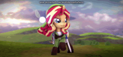 Size: 3840x1800 | Tagged: safe, artist:imafutureguitarhero, character:sunset shimmer, species:pony, species:unicorn, 3d, absurd file size, animated, boots, castle, clothing, colored eyebrows, colored eyelashes, costume, crossover, death mountain, duo, ear piercing, earring, elf hat, fairy, female, field, floating, floppy ears, freckles, gloves, hat, hood, hylian shield, hyrule field, jewelry, leather boots, lens flare, link, link's hat, link's tunic, loop, mare, master sword, mountain, multicolored hair, navi, no sound, outdoors, perfect loop, piercing, raised hoof, rotating, shield, shirt, shoes, socks, source filmmaker, sword, the legend of zelda, the legend of zelda: ocarina of time, tree, tunic, turnaround, wall of tags, watermark, weapon, webm, widescreen, windswept mane, windswept tail