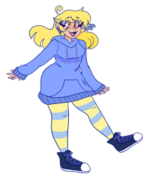 Size: 1280x1443 | Tagged: safe, artist:cubbybatdoodles, character:derpy hooves, species:human, clothing, converse, ditzy doo, female, humanized, shoes, simple background, sneakers, solo, transparent background, wing ears