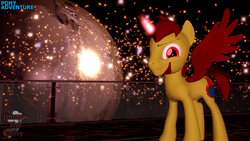 Size: 1280x720 | Tagged: safe, artist:sky chaser, oc, oc only, oc:dr drakem, species:alicorn, species:pony, 3d, beard, earth, facial hair, horn, magic, male, planet, pony adventure, smiling, solo, source filmmaker, space, stars, wings