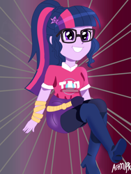 Size: 1800x2400 | Tagged: safe, artist:artmlpk, character:twilight sparkle, character:twilight sparkle (scitwi), species:eqg human, episode:festival filters, episode:festival looks, g4, my little pony: equestria girls, my little pony:equestria girls, spoiler:eqg series (season 2), cute, female, geode of telekinesis, magical geodes, photo, sitting, smiling, solo, twiabetes