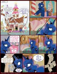 Size: 2550x3300 | Tagged: safe, artist:j5a4, character:pinkie pie, character:princess luna, oc, oc:psyche, species:pony, comic:surprise, comic, crying, grimdark series, grotesque series, wide eyes