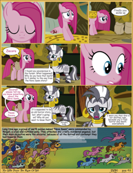 Size: 2550x3300 | Tagged: safe, artist:j5a4, character:pinkamena diane pie, character:pinkie pie, character:zecora, species:earth pony, species:pony, species:zebra, comic:the rose of life, comic, female, grimdark series, grotesque series, mare