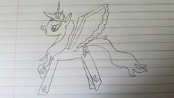 Size: 4032x2268 | Tagged: safe, artist:rainbow dash is best pony, character:rainbow dash, species:alicorn, species:pony, crown, hoof shoes, jewelry, lined paper, pencil drawing, princess rainbow dash, race swap, regalia, traditional art