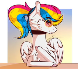 Size: 940x850 | Tagged: safe, artist:sweetmelon556, oc, oc:panore, species:pegasus, species:pony, glasses, male, pansexual pride flag, pride, solo, stallion
