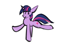 Size: 717x509 | Tagged: safe, artist:pony-butt-express, character:twilight sparkle, character:twilight sparkle (unicorn), species:pony, species:unicorn, dancing, eyes closed, female, mare, simple background, solo, white background