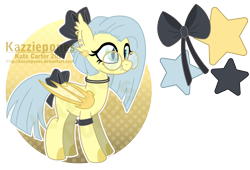 Size: 1024x697 | Tagged: safe, artist:kazziepones, oc, oc:starlight glow, species:bat pony, species:pony, bow, female, glasses, hair bow, mare, reference sheet, solo, tail bow