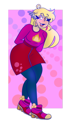 Size: 1110x1920 | Tagged: safe, artist:cubbybatdoodles, character:derpy hooves, species:human, clothing, ditzy doo, female, high heels, humanized, leggings, pantyhose, shirt, shoes, skirt, solo, wing ears