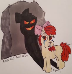 Size: 1406x1443 | Tagged: safe, artist:rapidsnap, character:apple bloom, species:pony, episode:bloom and gloom, g4, my little pony: friendship is magic, shadow bloom, traditional art